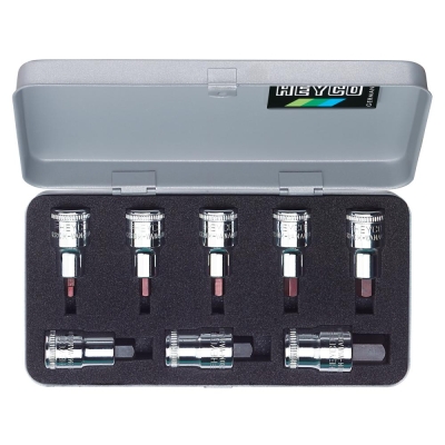 50-55-2-M Набор головок торцевых с вставкой-битой с вншеним шестигранником, 1/2", 8 пр., 5 - 17 мм