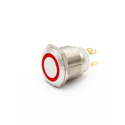 GQ22-L-11E/R/220V/S, красный, металл, 1п, цилиндр с подсветкой 220В AC/DC, d22мм, IP65 (ЭТ)