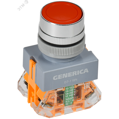Кнопка D7-11BN d=22мм 1з+1р кр. GENERICA BBT50-11BN-3-22-K04-G