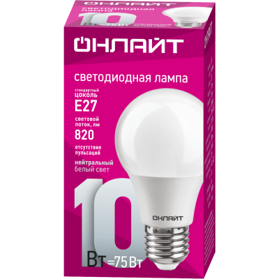 Лампа светодиодная 71 650 OLL-A60-10-230-4K-E27 10Вт грушевидная 4000К нейтр. бел. E27 820лм 220-240В 71650