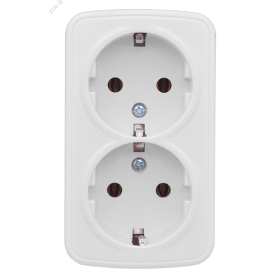 Минск Розетка 2-местная ОП 16А с заземлением белая Basic EGR16-128-10