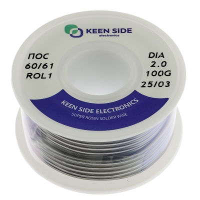 Припой Sn60/Pb40-d2.0-100g flux ROL1 ПОС 60/61