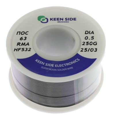 Припой Sn63/Pb37-d0.5-250g flux RMA KS532 ПОС 63