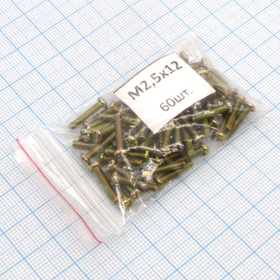 Винт М2.5х12 (60шт.) цил. (крест)