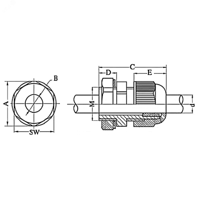 Ввод кабельный Dкаб. 15-25 мм IP68 PG29 с контргайкой 53100