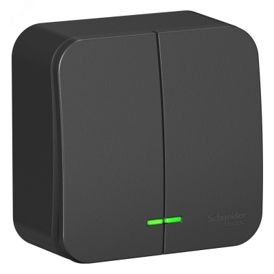 Выключатель 2-кл. ОП Blanca 10А IP20 (сх. 5) 250В с подсветкой с изолир. пластиной антрацит SE BLNVA105116