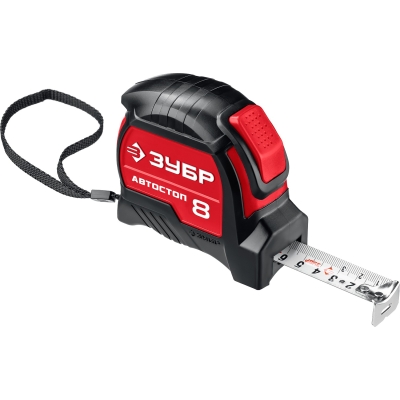 ЗУБР Автостоп, 8 м х 25 мм, рулетка с автостопом (34052-08-25)