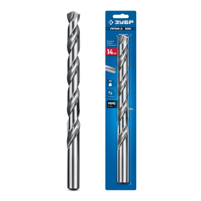 ЗУБР ПРОФ-А 300 (14х300 мм, Р6М5) длинное сверло по металлу, класс А (29624-14-300)